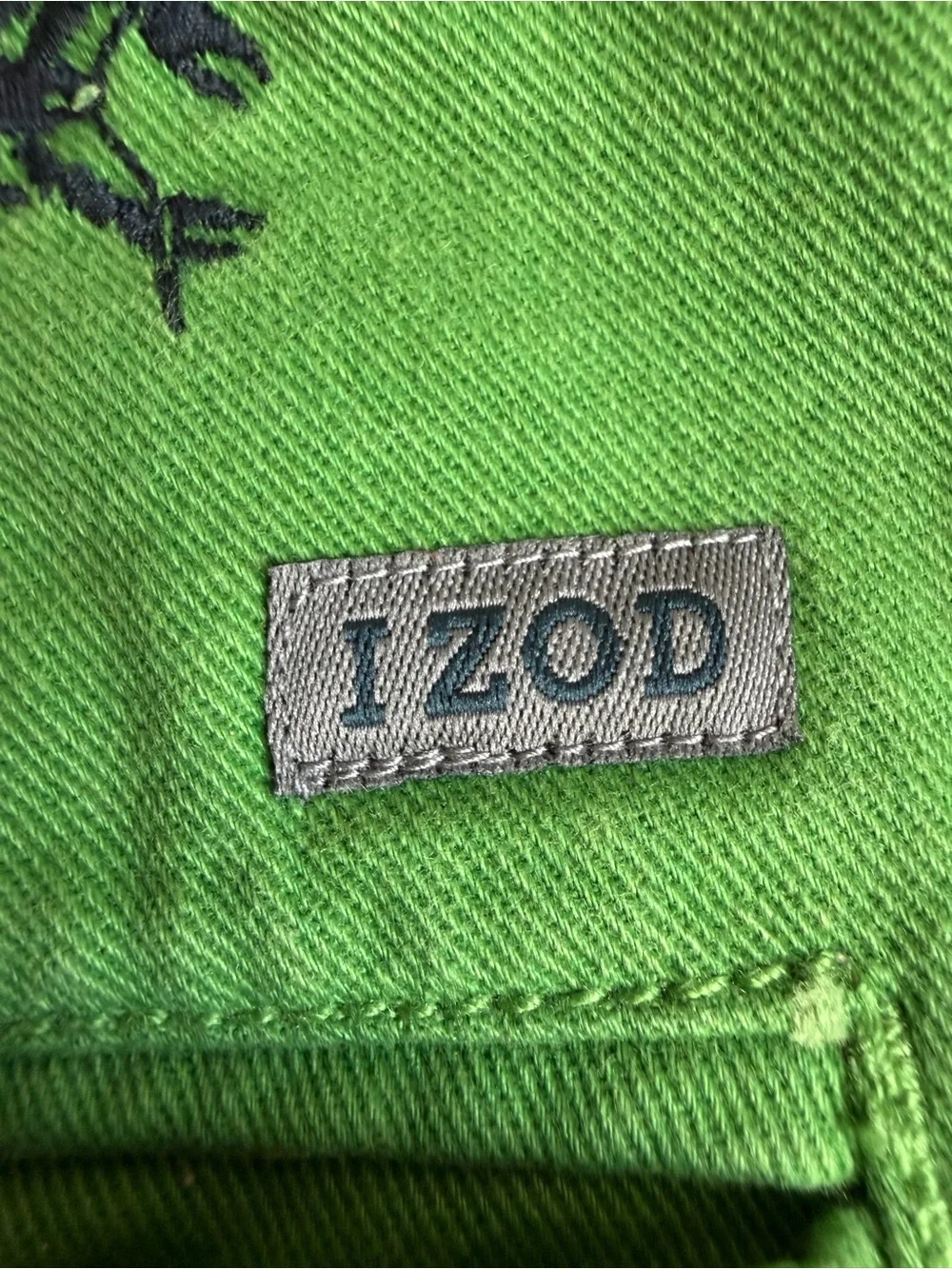IZOD Lobster Print Chino Shorts Men’s Size 38 Green Embroidered Cotton Preppy